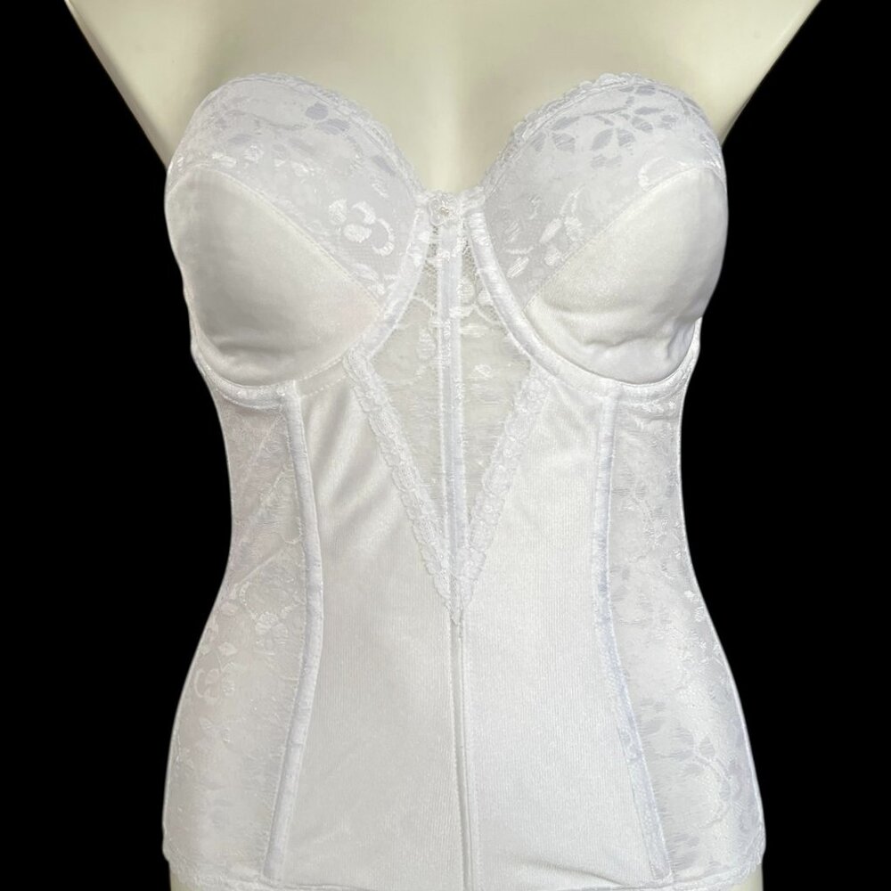 Carnival Lace Bustier Corset Boning Bridal Lingerie Size 34D white Wedding VTG